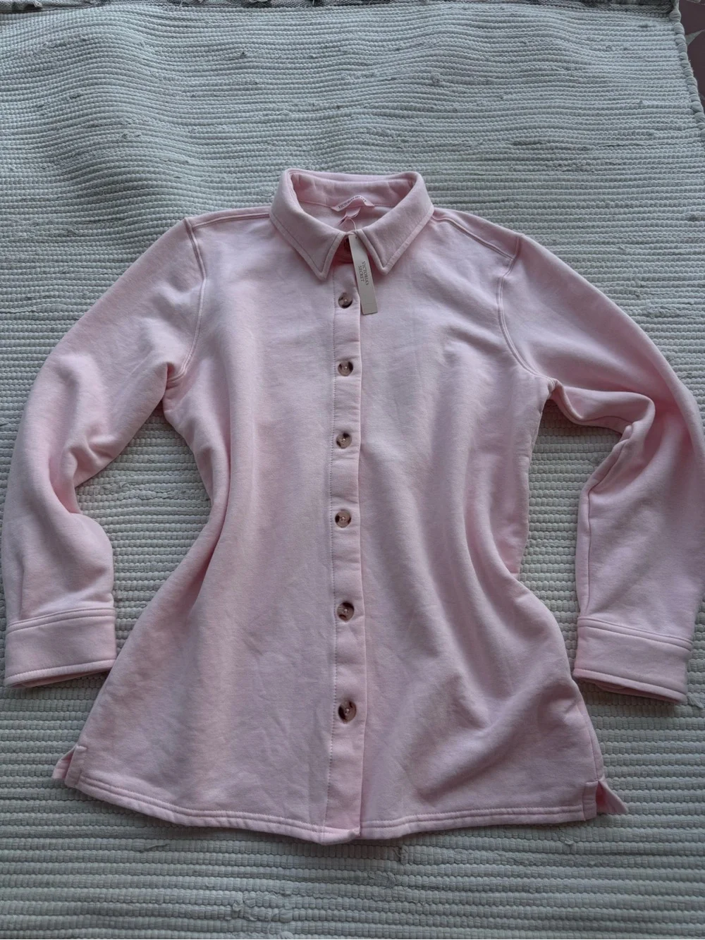 Victoria’s Secret Luxe Modal Fleece Shacket Jacket Pink NWT Medium - Picture 2 of 12
